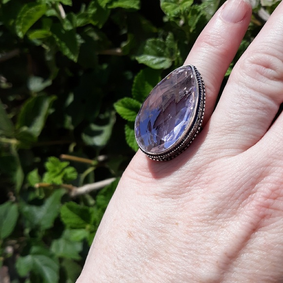 New Pink Topaz Antique Design Silver Ring. - Picture 4 of 8